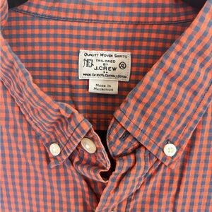 J.Crew Gingham Button-Down Shirt – Orange & Blue – 100% Cotton